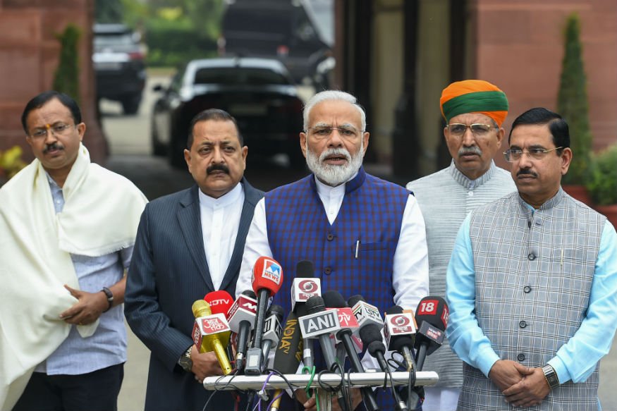 Prime Minister Narendra Modi addresses the media on the first day of the Winter Session of Parliament in New Delhi on Monday.